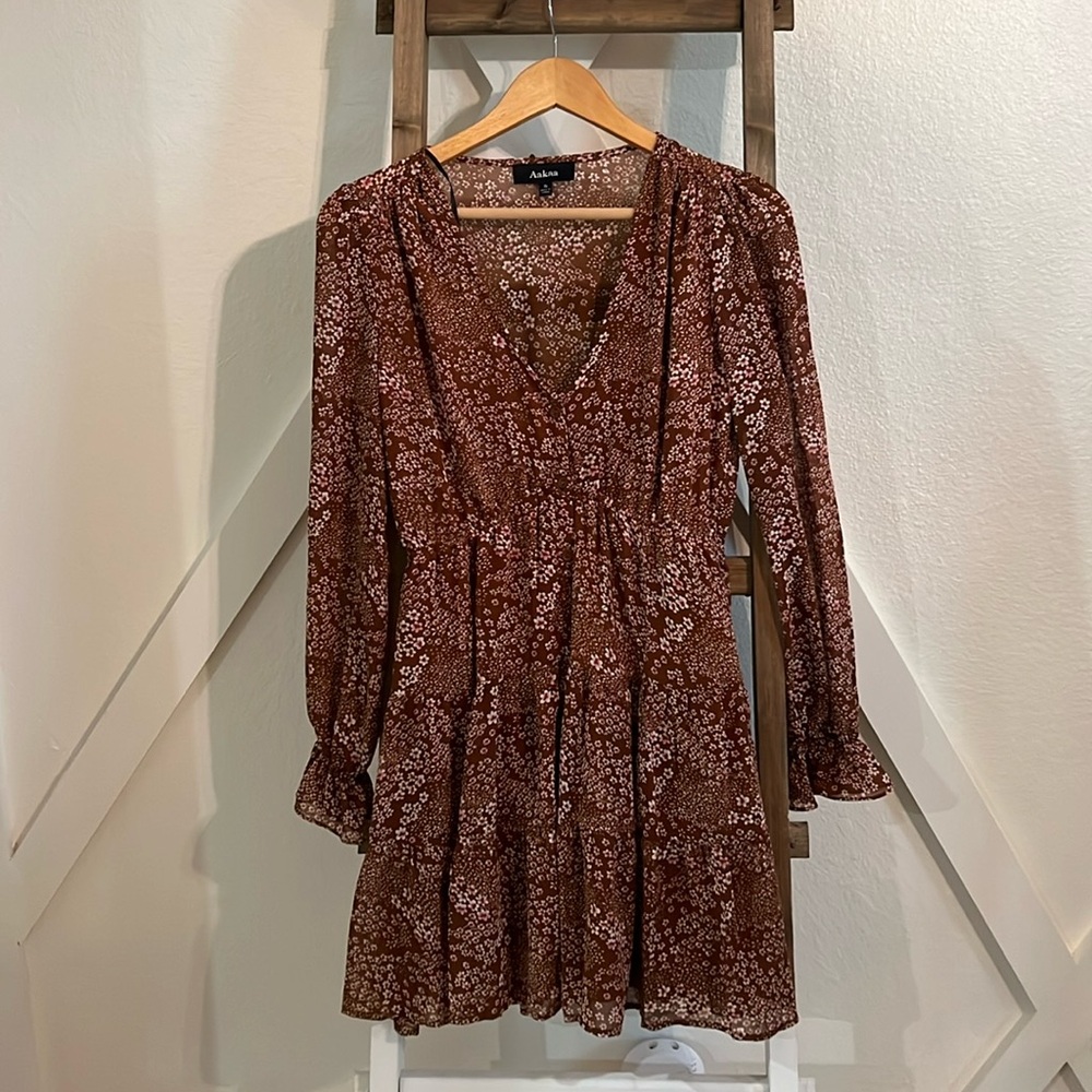 Rust floral babydoll dress